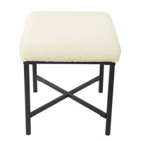 Zac Square Ottoman Footstool, Black, Cream Faux Sheepskin 19 Inch -BM334415