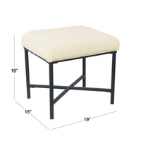 Zac Square Ottoman Footstool, Black, Cream Faux Sheepskin 19 Inch -BM334415