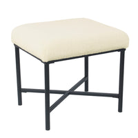 Zac Square Ottoman Footstool, Black, Cream Faux Sheepskin 19 Inch -BM334415