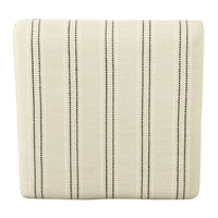 Square Ottoman Footstool, Black Metal, White Striped Polyester 20 Inch -BM334416