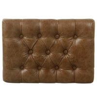 Ottoman Footstool, Black Metal, Brown Tufted Faux Leather 22 Inch -BM334417