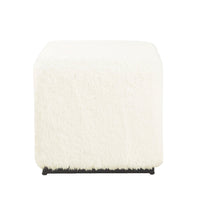 Lev Accent Ottoman, Square Cube SIlhouette with White Faux Fur 16 Inch -BM334421