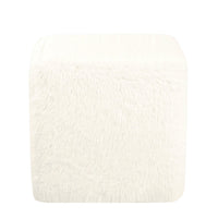 Lev Accent Ottoman, Square Cube SIlhouette with White Faux Fur 16 Inch -BM334421