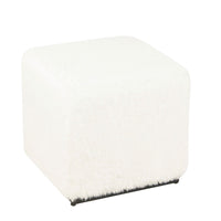 Lev Accent Ottoman, Square Cube SIlhouette with White Faux Fur 16 Inch -BM334421
