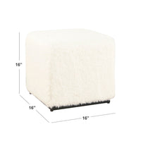 Lev Accent Ottoman, Square Cube SIlhouette with White Faux Fur 16 Inch -BM334421