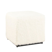 Lev Accent Ottoman, Square Cube SIlhouette with White Faux Fur 16 Inch -BM334421