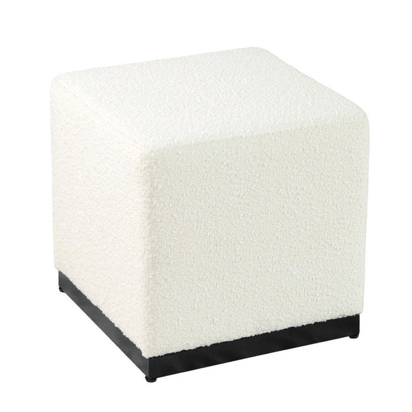 Lev Accent Ottoman, Square Cube SIlhouette with White Boucle 16 Inch -BM334422