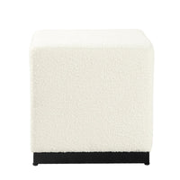 Lev Accent Ottoman, Square Cube SIlhouette with White Boucle 16 Inch -BM334422