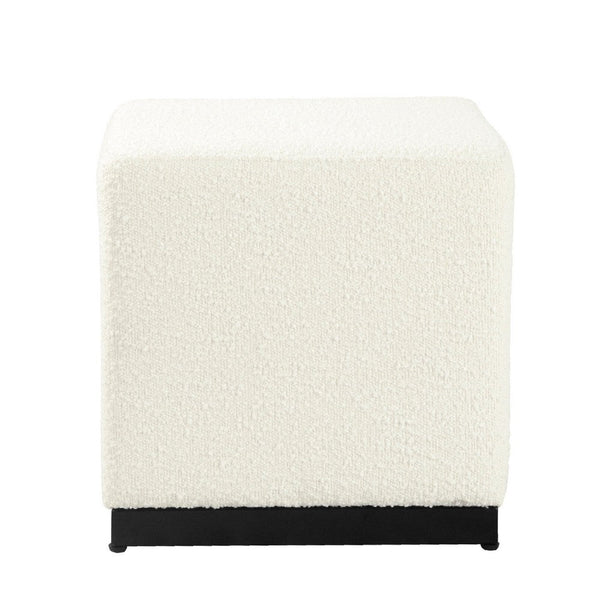Lev Accent Ottoman, Square Cube SIlhouette with White Boucle 16 Inch -BM334422