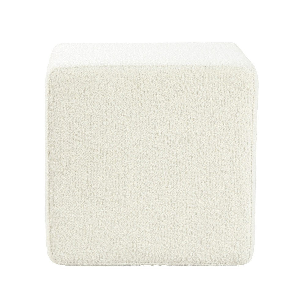 Lev Accent Ottoman, Square Cube SIlhouette with White Boucle 16 Inch -BM334422
