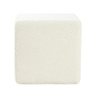 Lev Accent Ottoman, Square Cube SIlhouette with White Boucle 16 Inch -BM334422