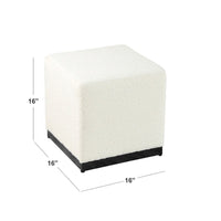 Lev Accent Ottoman, Square Cube SIlhouette with White Boucle 16 Inch -BM334422