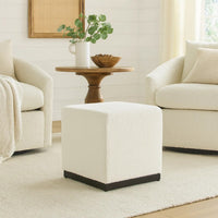 Lev Accent Ottoman, Square Cube SIlhouette with White Boucle 16 Inch -BM334422