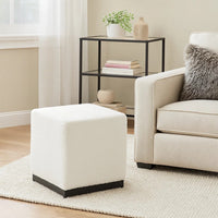 Lev Accent Ottoman, Square Cube SIlhouette with White Boucle 16 Inch -BM334422