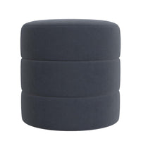 Sem Round Accent Ottoman, Royal Blue Channel Stitched Velvet 18 Inch -BM334423