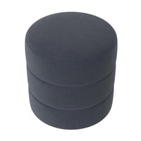 Sem Round Accent Ottoman, Royal Blue Channel Stitched Velvet 18 Inch -BM334423