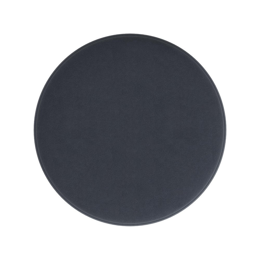 Sem Round Accent Ottoman, Royal Blue Channel Stitched Velvet 18 Inch -BM334423