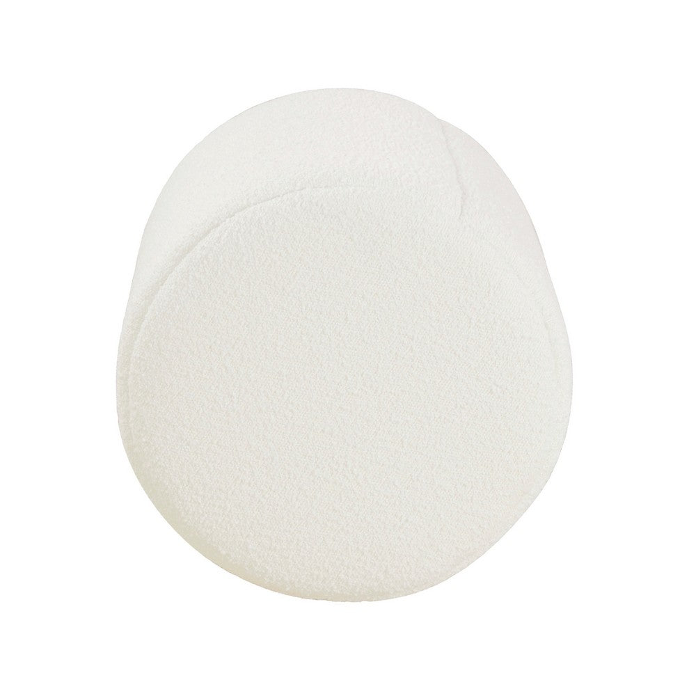 Sem Round Accent Ottoman, Cream White Chanel Stitched Boucle 18 Inch -BM334425