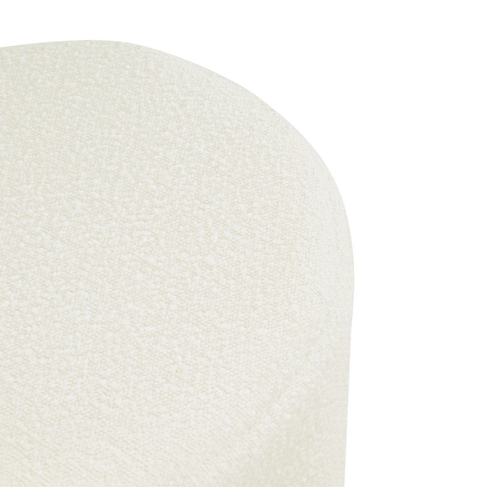 Sem Round Accent Ottoman, Cream White Chanel Stitched Boucle 18 Inch -BM334425