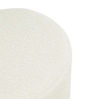 Sem Round Accent Ottoman, Cream White Chanel Stitched Boucle 18 Inch -BM334425