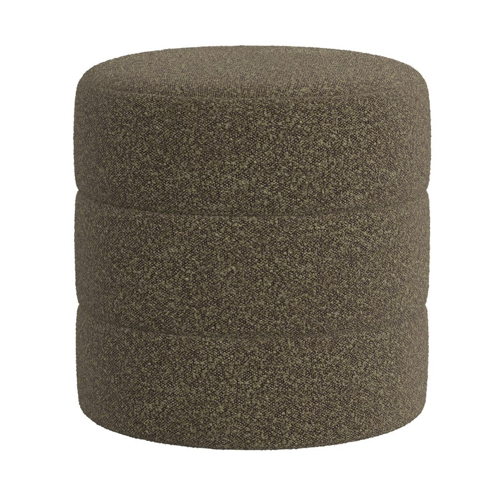 Sem Round Accent Ottoman, Dark Brown Channel Stitched Boucle 18 Inch -BM334426
