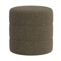 Sem Round Accent Ottoman, Dark Brown Channel Stitched Boucle 18 Inch -BM334426