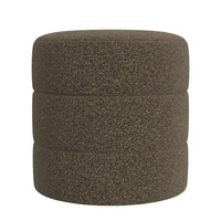 Sem Round Accent Ottoman, Dark Brown Channel Stitched Boucle 18 Inch -BM334426