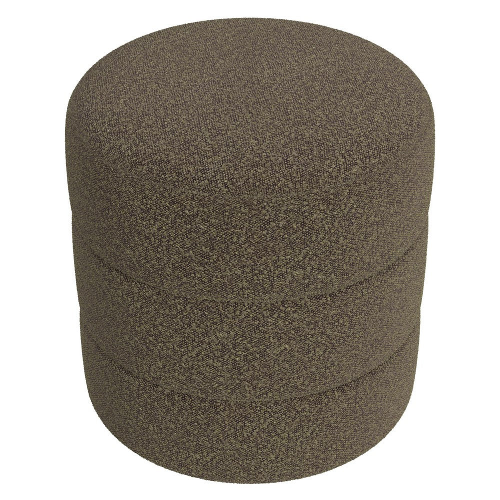 Sem Round Accent Ottoman, Dark Brown Channel Stitched Boucle 18 Inch -BM334426