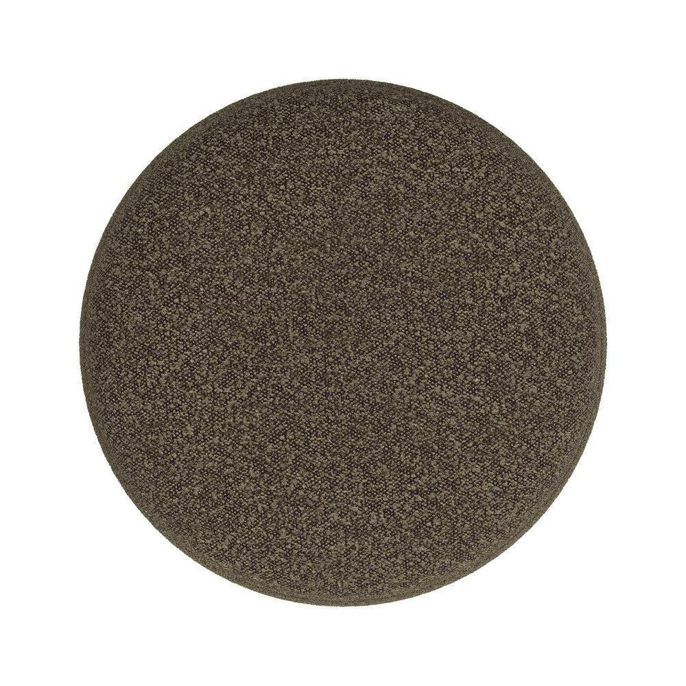 Sem Round Accent Ottoman, Dark Brown Channel Stitched Boucle 18 Inch -BM334426
