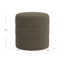 Sem Round Accent Ottoman, Dark Brown Channel Stitched Boucle 18 Inch -BM334426