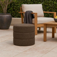 Sem Round Accent Ottoman, Dark Brown Channel Stitched Boucle 18 Inch -BM334426