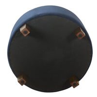 Soni Round Storage Ottoman, 24 Inch Navy Blue Velvet, Dark Brown Legs -BM334427