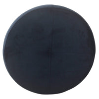 Soni Round Storage Ottoman, 24 Inch Navy Blue Velvet, Dark Brown Legs -BM334427