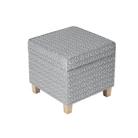 Pyp Square Storage Ottoman, 18 Inch Gray Print Fabric, Brown Wood -BM334429