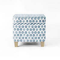 Pyp Square Storage Ottoman, 18 Inch Blue Green Pattern Print, Brown -BM334431