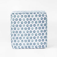 Pyp Square Storage Ottoman, 18 Inch Blue Green Pattern Print, Brown -BM334431