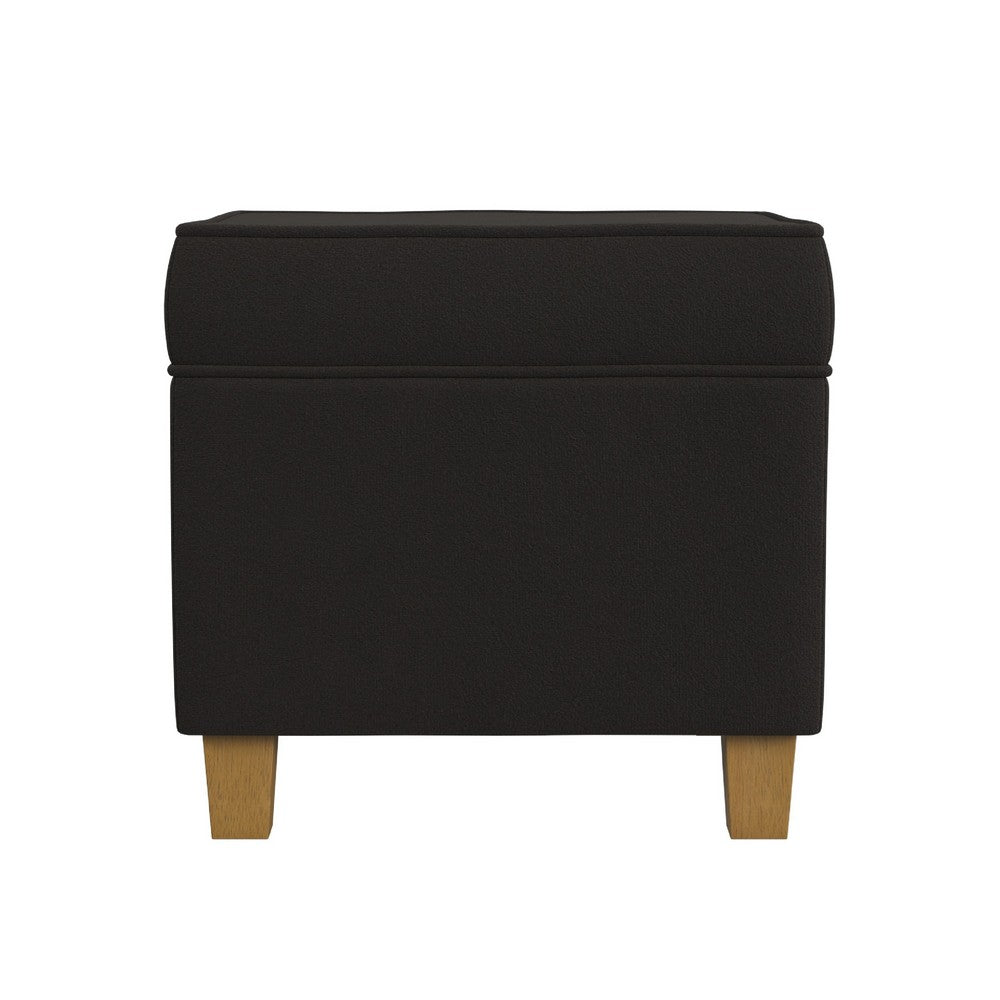 Pyp Square Storage Ottoman, 18 Inch Chocolate Brown Velvet, Honey Wood -BM334432