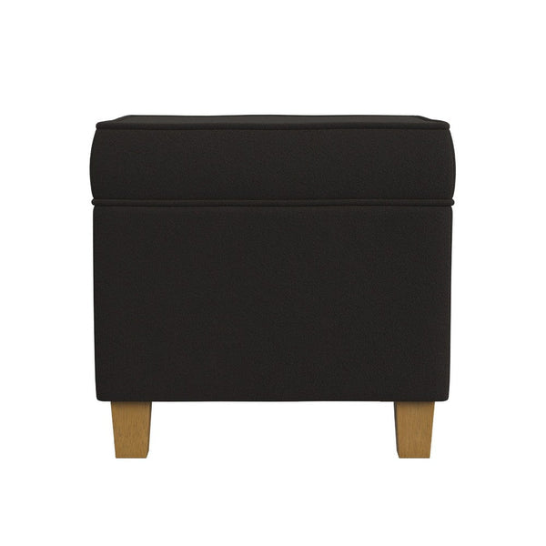 Pyp Square Storage Ottoman, 18 Inch Chocolate Brown Velvet, Honey Wood -BM334432