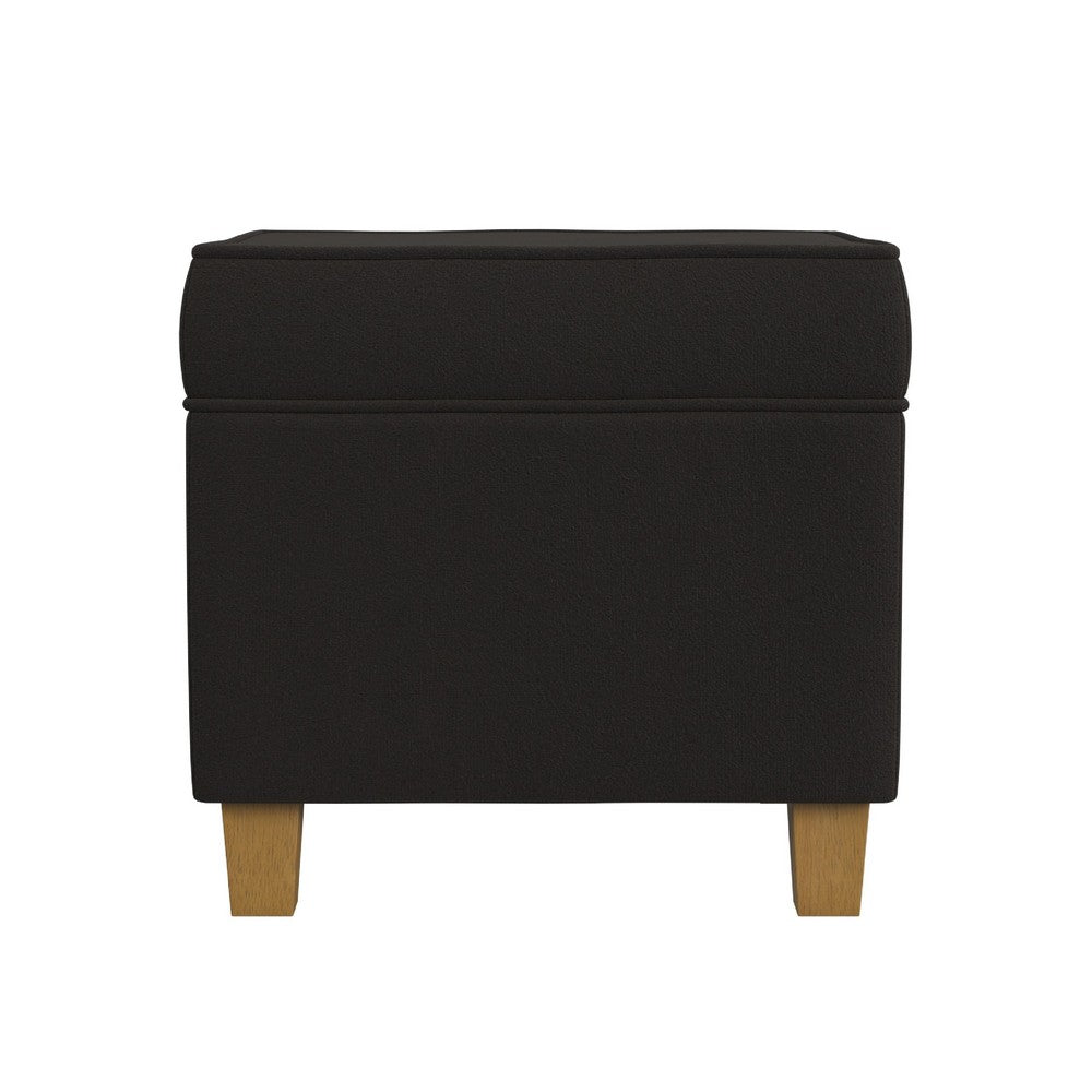 Pyp Square Storage Ottoman, 18 Inch Chocolate Brown Velvet, Honey Wood -BM334432