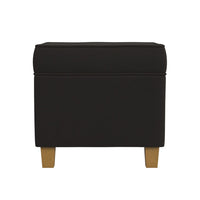 Pyp Square Storage Ottoman, 18 Inch Chocolate Brown Velvet, Honey Wood -BM334432