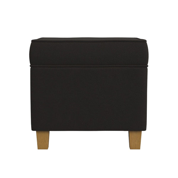 Pyp Square Storage Ottoman, 18 Inch Chocolate Brown Velvet, Honey Wood -BM334432