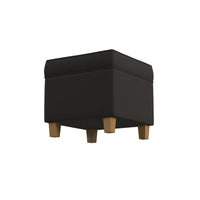 Pyp Square Storage Ottoman, 18 Inch Chocolate Brown Velvet, Honey Wood -BM334432