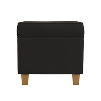 Pyp Square Storage Ottoman, 18 Inch Chocolate Brown Velvet, Honey Wood -BM334432