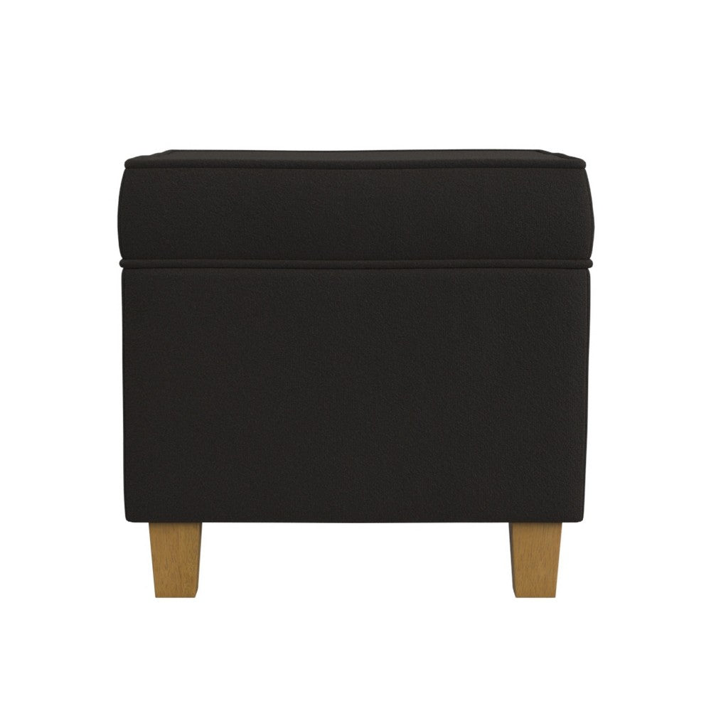 Pyp Square Storage Ottoman, 18 Inch Chocolate Brown Velvet, Honey Wood -BM334432