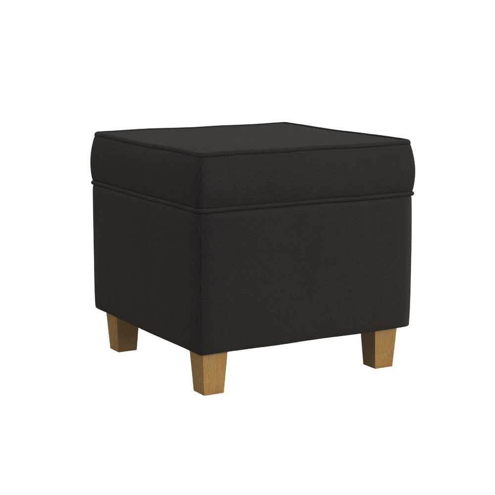 Pyp Square Storage Ottoman, 18 Inch Chocolate Brown Velvet, Honey Wood -BM334432