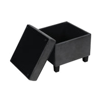 Pyp Square Storage Ottoman, 18 Inch Dark Gray Faux Leather, Black Wood -BM334433