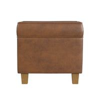 Pyp Square Storage Ottoman, 18 Inch Rich Dark Brown Faux Leather -BM334434
