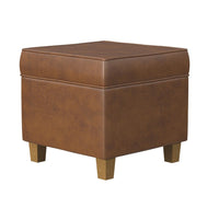 Pyp Square Storage Ottoman, 18 Inch Rich Dark Brown Faux Leather -BM334434