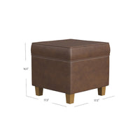 Pyp Square Storage Ottoman, 18 Inch Rich Dark Brown Faux Leather -BM334434