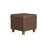 Pyp Square Storage Ottoman, 18 Inch Rich Dark Brown Faux Leather -BM334434